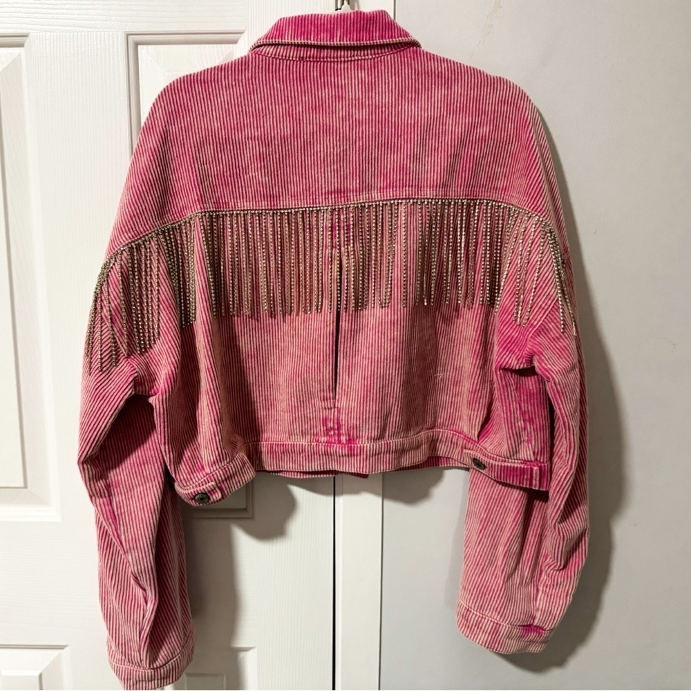 Blue B- Pink Corduroy Rhinestone Jacket